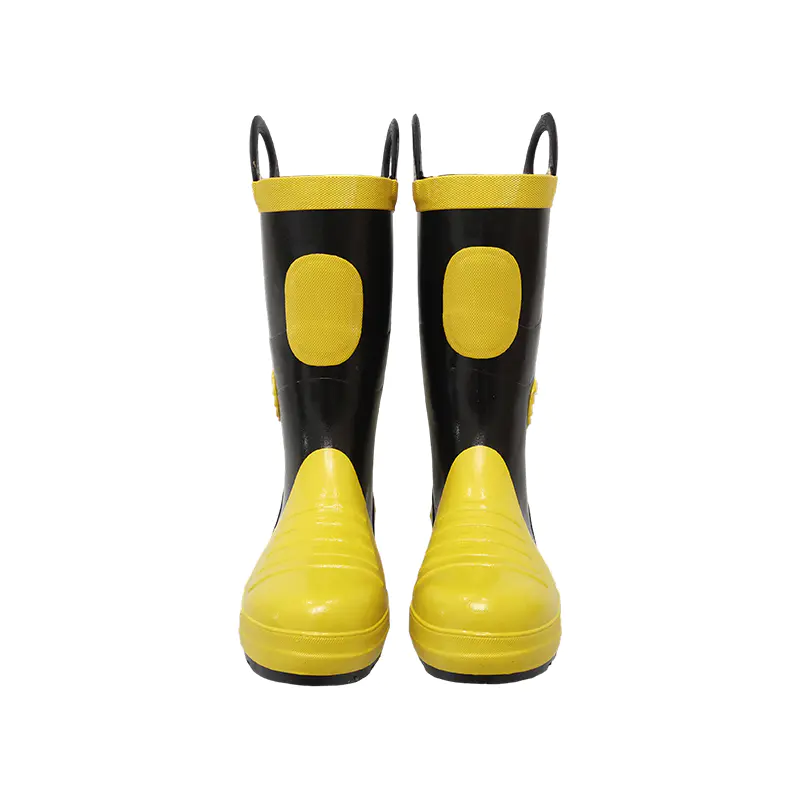 Bottes en caoutchouc de pompier Poignée en caoutchouc Embout en acier Semelle intercalaire en acier